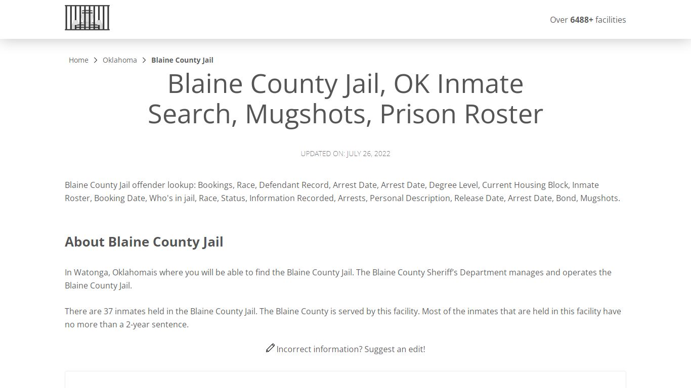 Blaine County Jail, OK Inmate Search, Mugshots, Prison Roster