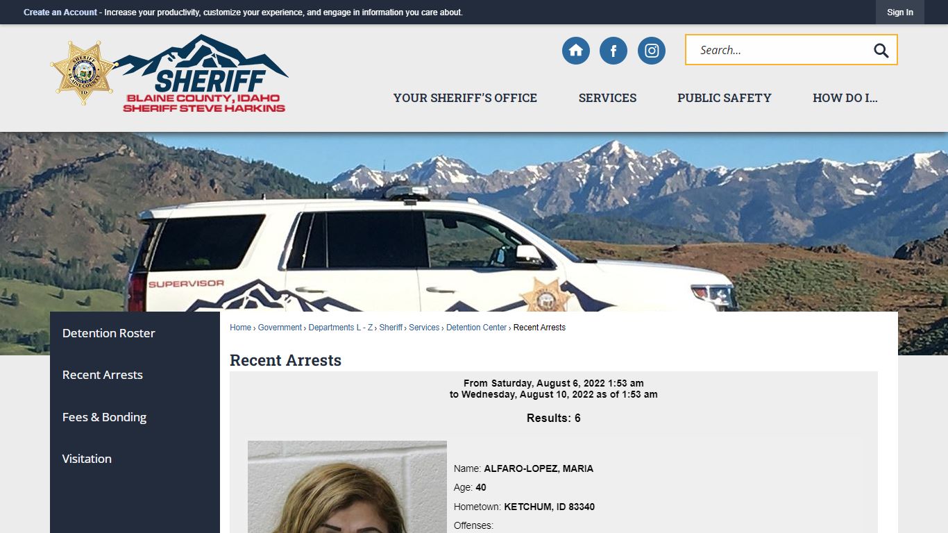 Recent Arrests | Blaine County, ID