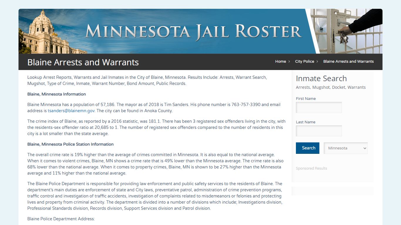 Blaine Arrests and Warrants | Jail Roster Search